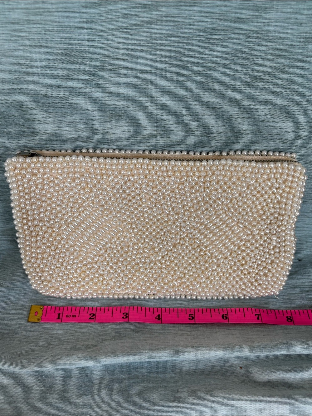 Vintage Miranda Beaded Pearl-Embellished Clutch - Ivory Made In Japan - Picture 4 of 5